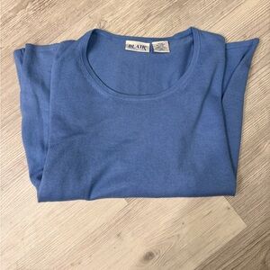 Silk Cashmere Blend Blue Crewneck Sweater XL Lightweight knit